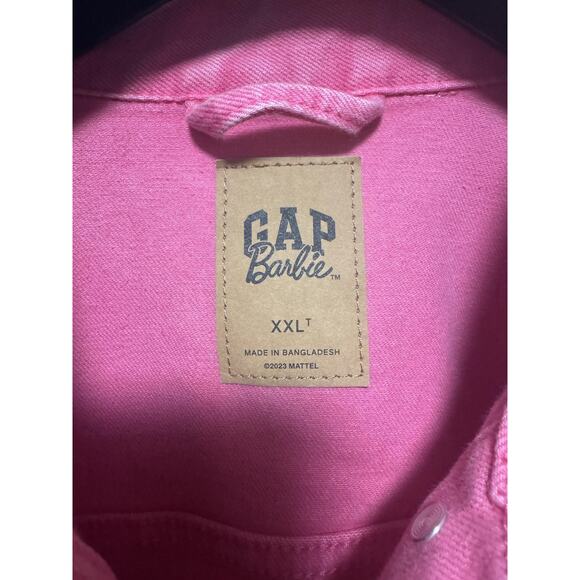 GAP Barbie Jacket Womens 2XL Tall Denim Trucker Collab 2023 Puff Sleeve Button - Picture 2 of 9
